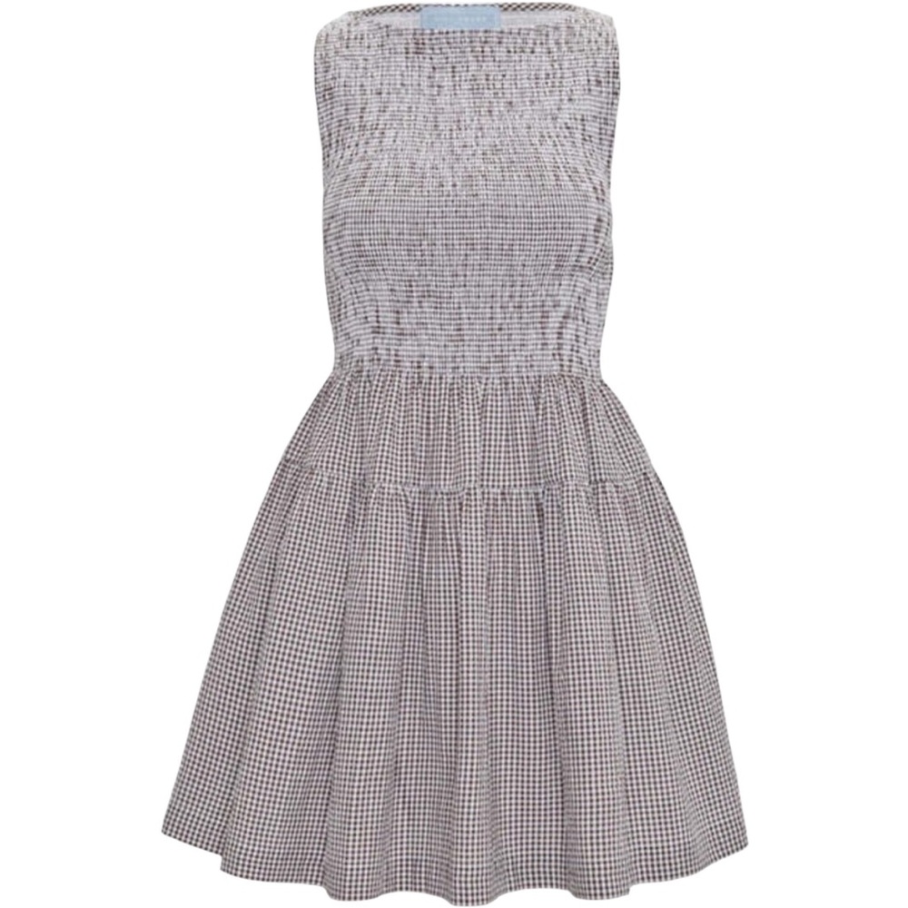 Hill House Mini Dress in Brown and White Gingham